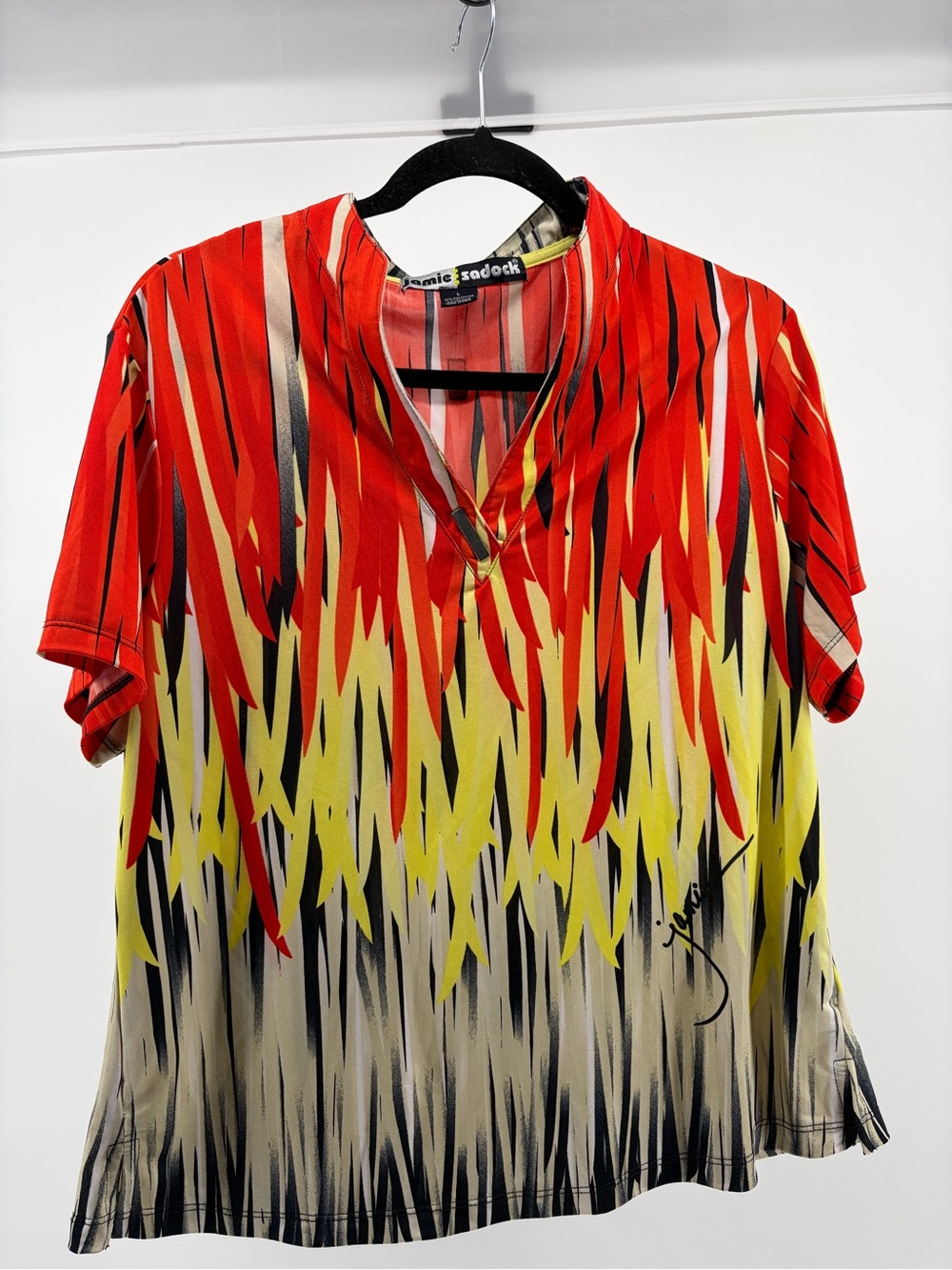 Jamie Sadock Short Sleeve Golf Top Flames‎ Size Large S036